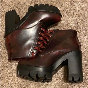 Burgundy combat boots